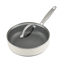 Achieve 8 Piece Hard Anodized Nonstick Pots and Pans Set, Cream