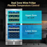 Dual Zone Wine Cooler Built for Perfect Temperature Control, 30 Bottle Capacity, UV Protection, Stainless Steel