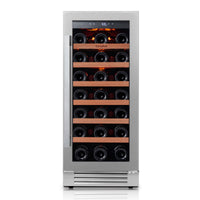 15 Inch Wine Cooler Refrigerator, 33 Bottle Wine Fridge with Glass Door Built-In & Freestanding Wine Cooler for Home/Office