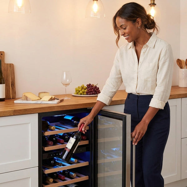 Dual Zone Wine Cooler Built for Perfect Temperature Control, 30 Bottle Capacity, UV Protection, Stainless Steel