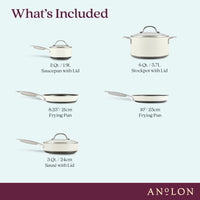 Achieve 8 Piece Hard Anodized Nonstick Pots and Pans Set, Cream