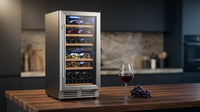 15 In. Dual Zone Built-In Wine Cooler 30-Bottle Cellar Cooling Unit in Stainless Steel with 6-Removable Shelves — Lifestyle