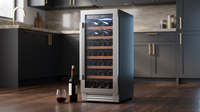 15 Inch Wine Cooler Refrigerator, 33 Bottle Wine Fridge with Glass Door Built-In & Freestanding Wine Cooler for Home/Office — Lifestyle