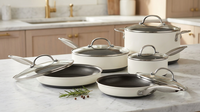 Achieve 8 Piece Hard Anodized Nonstick Pots and Pans Set, Cream — Lifestyle