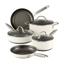 Achieve 8 Piece Hard Anodized Nonstick Pots and Pans Set, Cream