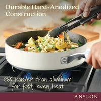 Achieve 8 Piece Hard Anodized Nonstick Pots and Pans Set, Cream