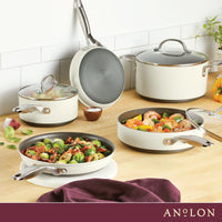 Achieve 8 Piece Hard Anodized Nonstick Pots and Pans Set, Cream