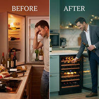 15 Inch Wine Cooler Refrigerator, 33 Bottle Wine Fridge with Glass Door Built-In & Freestanding Wine Cooler for Home/Office — Before & After